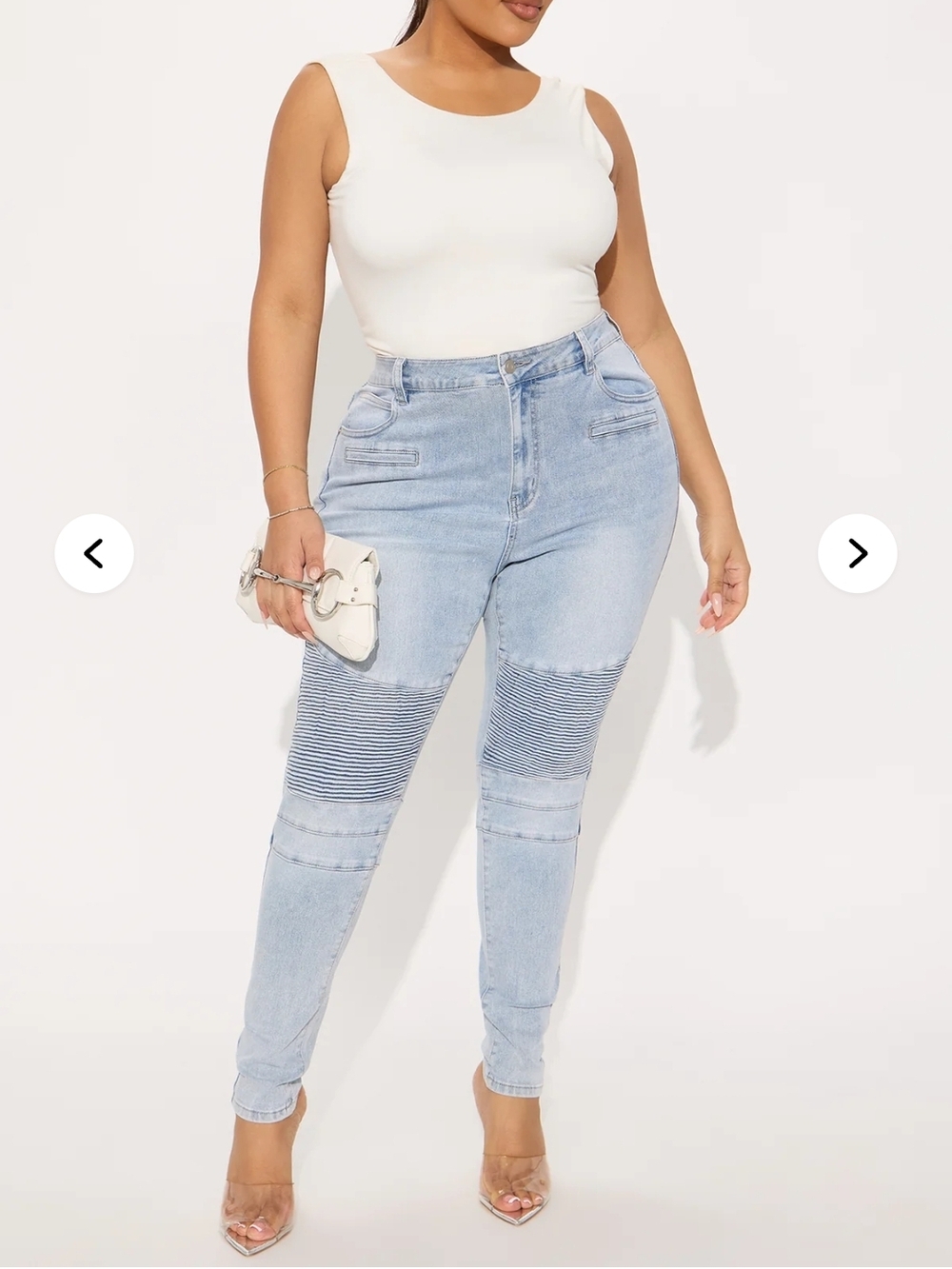 Fashion Nova Light Blue High-Waist Moto Skinny Jeans